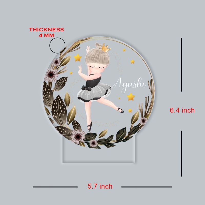 Personalized Ballerina Fairy Dancing Girl Night Lamp with Warm White Light & Wooden Stand Gift for Dancer Birthday Return Gift Girls Room Decor Light